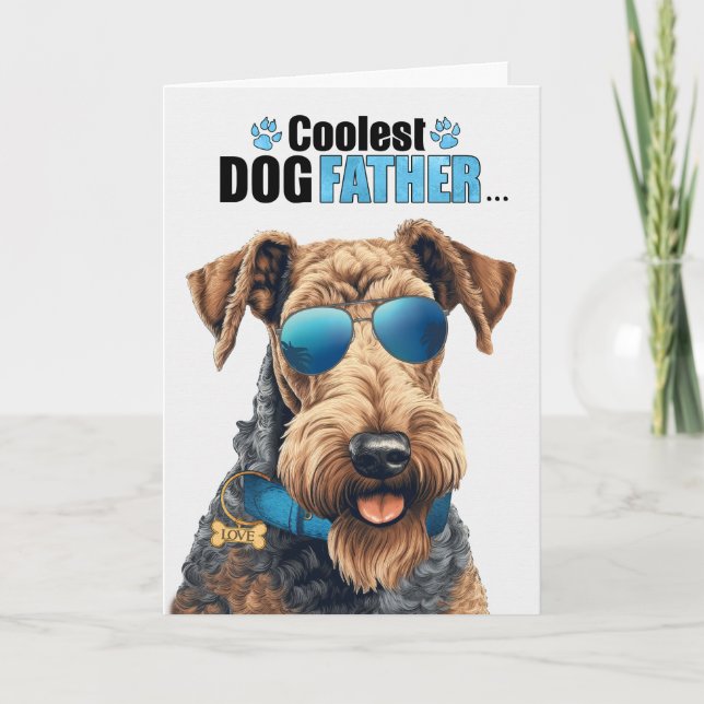 Cartes Pour Fêtes Annuelles Airedale Terrier Chien Coolest Papa Fête des pères (Devant)