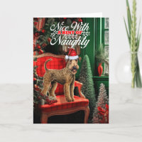Airedale Terrier Chien de Noël Naughty ou Nice