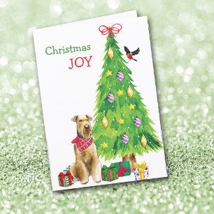Cartes Pour Fêtes Annuelles Airedale Terrier Dog et sapin de Noël