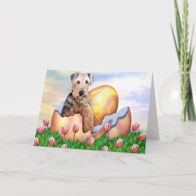Cartes Pour Fêtes Annuelles Airedale Terrier Easter Surprise (Devant)