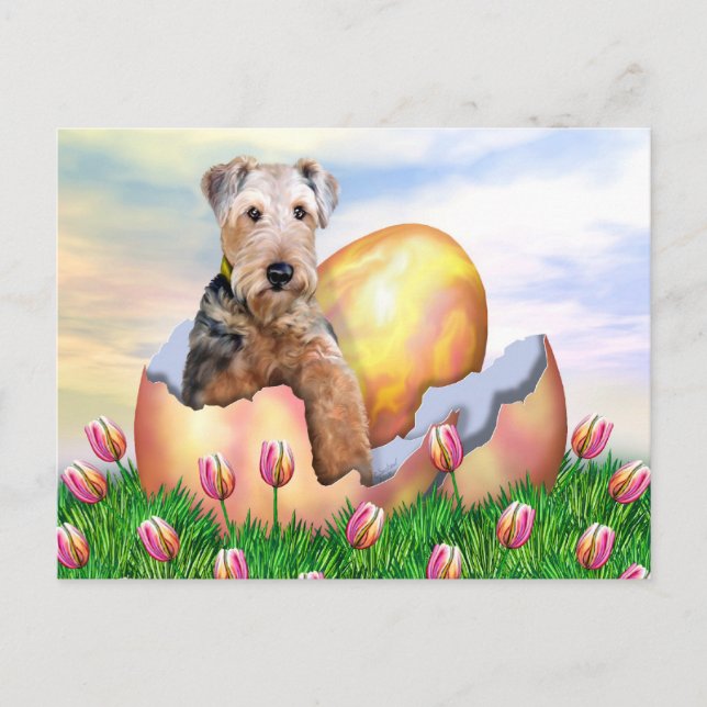 Cartes Pour Fêtes Annuelles Airedale Terrier Easter Surprise (Devant)