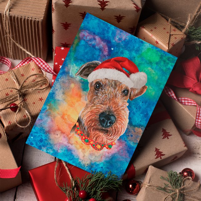 Cartes Pour Fêtes Annuelles Airedale Terrier race Chien Noël (Créateur téléchargé)