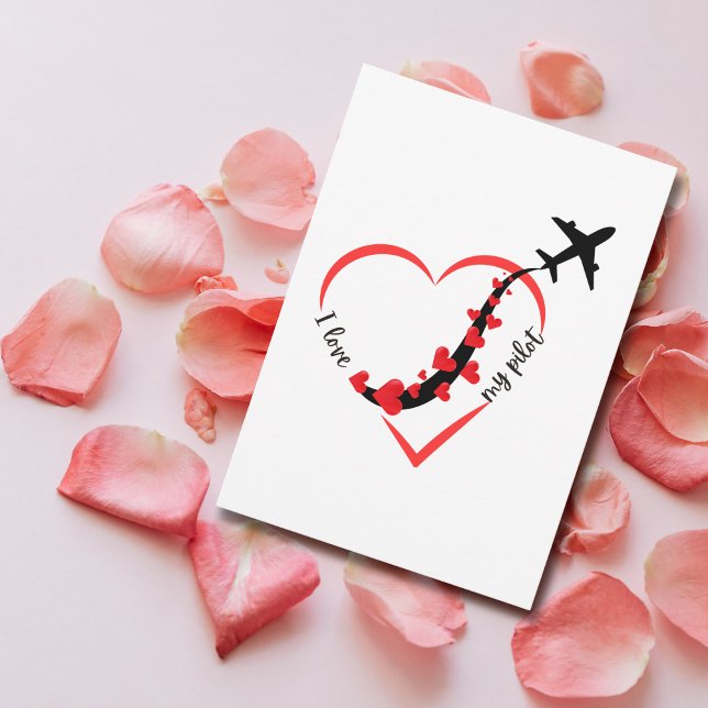 Cartes Pour Fêtes Annuelles Airplane Heart I love My Pilot Valentine's Day (Créateur téléchargé)