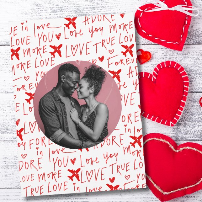 Cartes Pour Fêtes Annuelles Airplane Love you Romantic Text Funny Custom Photo (Créateur téléchargé)