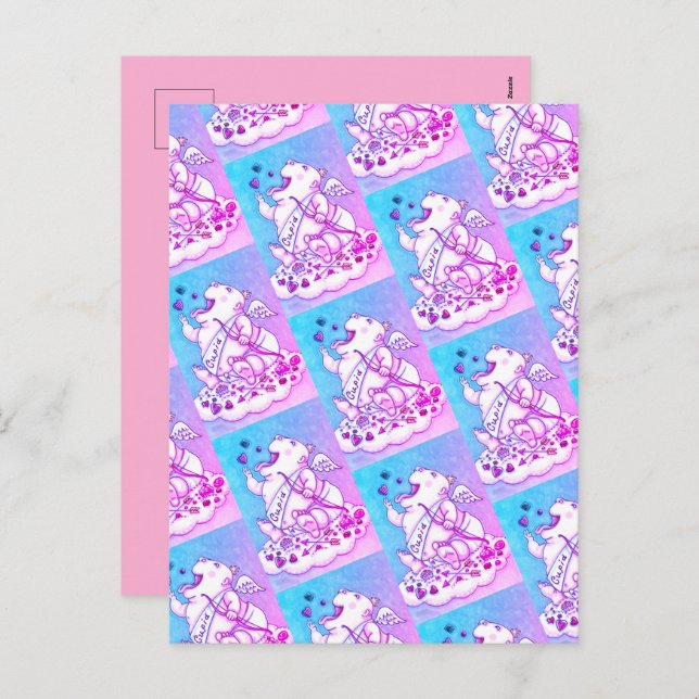 CARTES POUR FÊTES ANNUELLES AJOUTÉ À L'AMOUR BÉBÉ FUNNY CUPID, CHOCOLATE CANDY (Devant / Derrière)