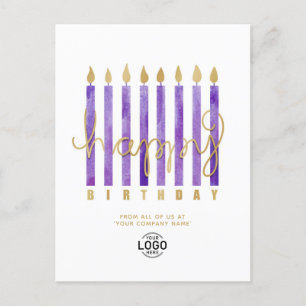 Cartes Pour Fêtes Annuelles Ajouter Logo Bougies violettes Business Joyeux ann