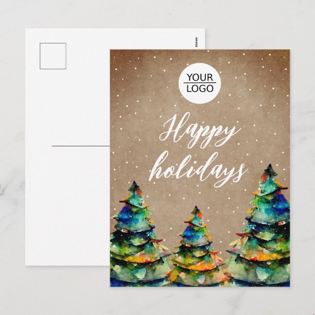 Cartes Pour Fêtes Annuelles Ajouter un logo personnalisé Arbre de Noël Client (Devant / Derrière)