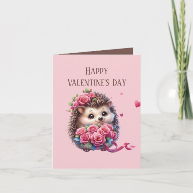 Cartes Pour Fêtes Annuelles Ajouter un message Valentine hérisson enfants (Devant)