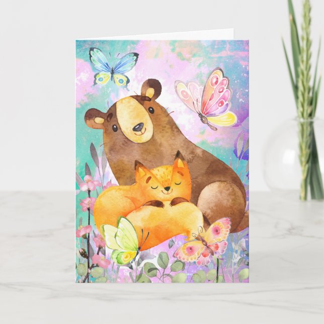 Cartes Pour Fêtes Annuelles Ajouter votre propre salutation | Animaux mignons  (Devant)