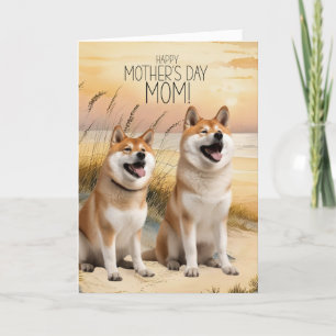 Cartes Pour Fêtes Annuelles Akita Chiens Fête des mères Sunset Beach Cove