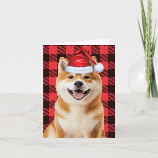 Cartes Pour Fêtes Annuelles Akita Christmas Dog Red Buffalo Plaid Christmas (Devant)