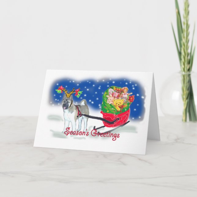 Cartes Pour Fêtes Annuelles AKITA_Christmas_Sleigh (Devant)