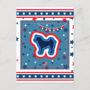 Cartes Pour Fêtes Annuelles Akita patriotique rouge blanc et bleu 4 juillet