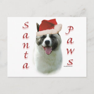 Cartes Pour Fêtes Annuelles Akita Père Noël Paws