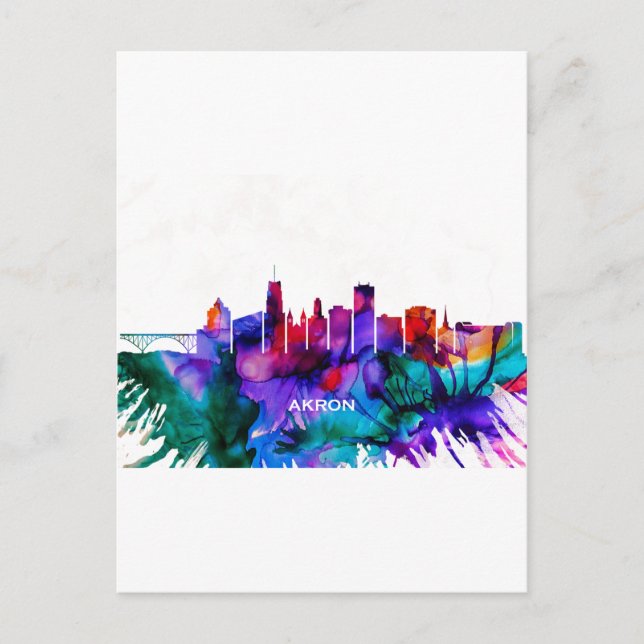 Cartes Pour Fêtes Annuelles Akron Skyline (Devant)
