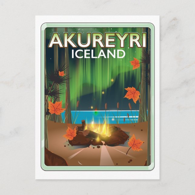 Cartes Pour Fêtes Annuelles Akureyri Islande affiche voyage (Devant)