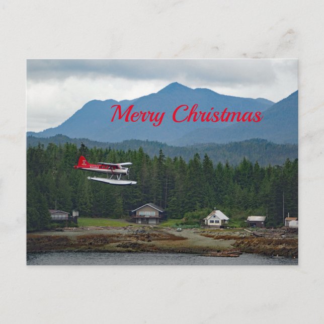 Cartes Pour Fêtes Annuelles Alaska Floatplane Paysage photo Noël (Devant)