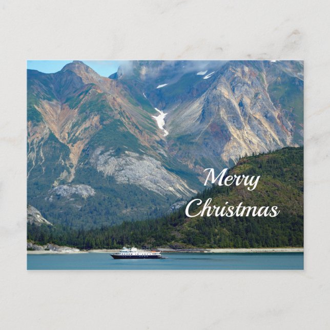 Cartes Pour Fêtes Annuelles Alaska Glacier Bay Boat Photo Noël (Devant)