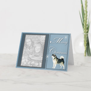Cartes Pour Fêtes Annuelles Alaskan Malamute Christmas Ajouter votre photo