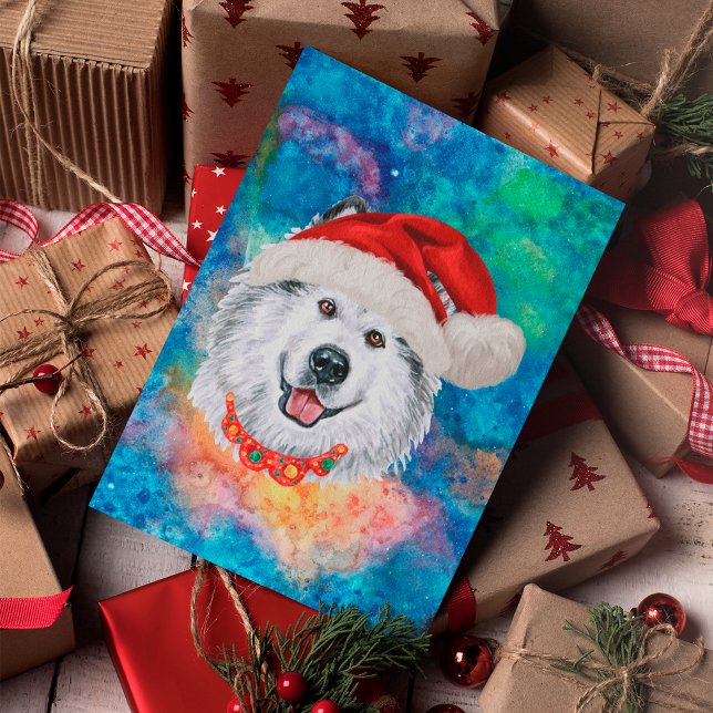 Cartes Pour Fêtes Annuelles Alaskan Malamute race Chien Noël (Créateur téléchargé)