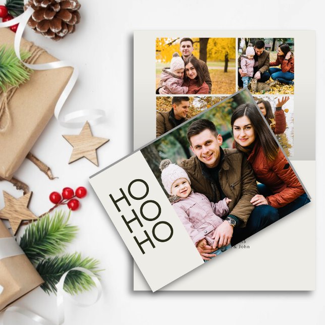 Cartes Pour Fêtes Annuelles Albâtre blanc "HO HO HO" (Créateur téléchargé)