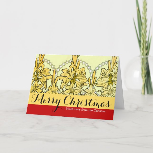 Cartes Pour Fêtes Annuelles Alfonse Mucha Art Nouveau Lily motif floral (Devant)