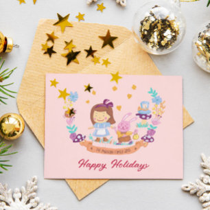 Cartes Pour Fêtes Annuelles Alice au pays des merveilles jolie aquarelle rose