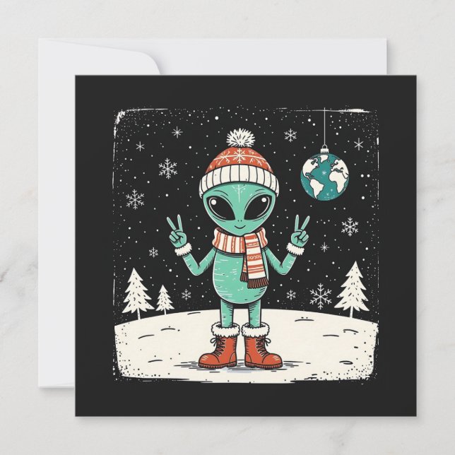 Cartes Pour Fêtes Annuelles Alien de Noël (Devant)