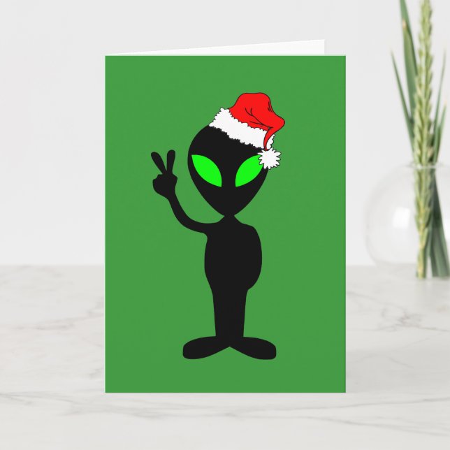 Cartes Pour Fêtes Annuelles Alien drôle père Noël de paix (Devant)