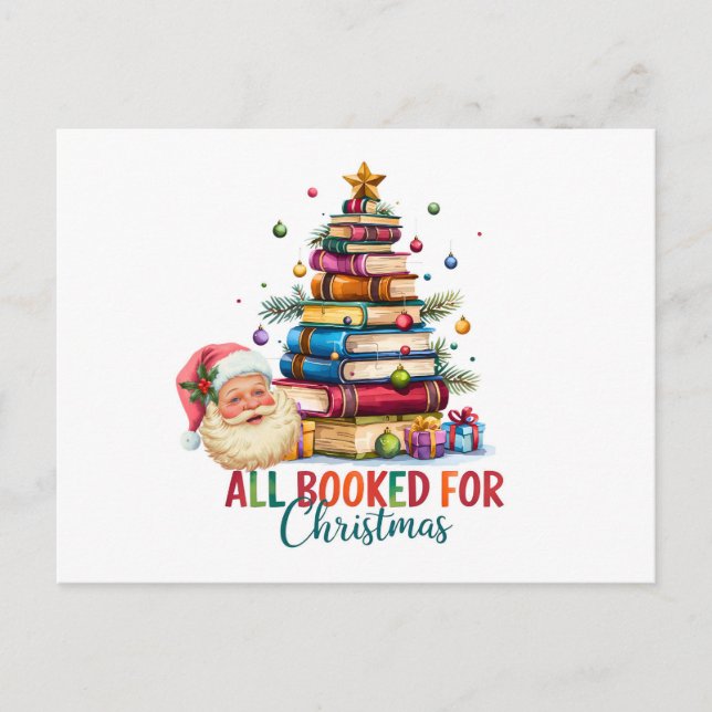 Cartes Pour Fêtes Annuelles All Booked for Christmas Card | Book Lover Holiday (Devant)