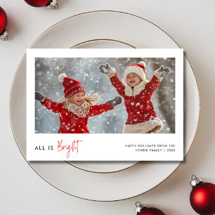 Cartes Pour Fêtes Annuelles All Is Bright Christmas Kids Fun Photo Salutations