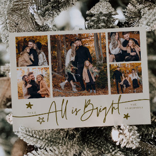 Cartes Pour Fêtes Annuelles All Is Bright Cream Multi Photo Holiday Card