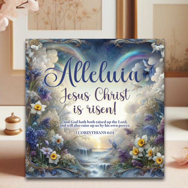 Cartes Pour Fêtes Annuelles Alleluia Il Est Ressuscité Aquarelle Florale Pâque (Créateur téléchargé)