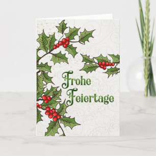 Cartes Pour Fêtes Annuelles Allemagne Frohe Feiertage Holly et Berries