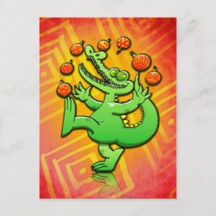 Cartes Pour Fêtes Annuelles Alligator de Noël Jongle des balles de Noël