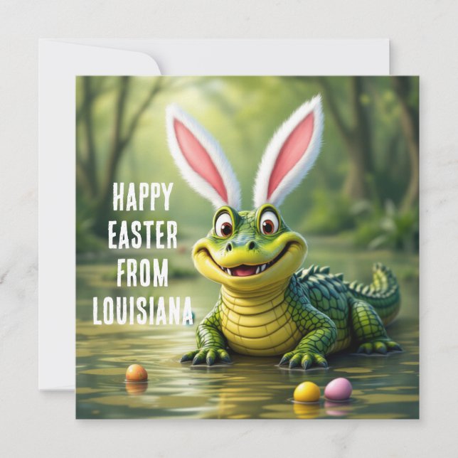 Cartes Pour Fêtes Annuelles Alligator Louisiane avec oreilles de lapin (Devant)
