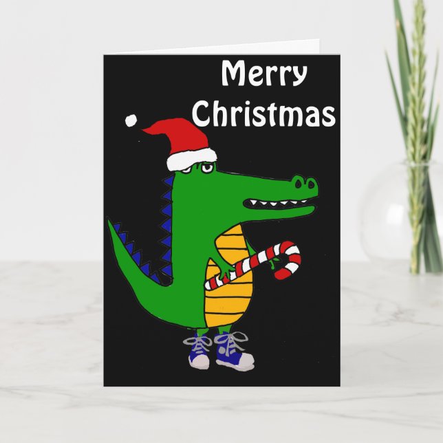Cartes Pour Fêtes Annuelles Alligator mignon dans la bande dessinée de Noël de (Devant)