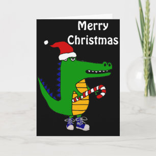 Cartes Pour Fêtes Annuelles Alligator mignon dans la bande dessinée de Noël de