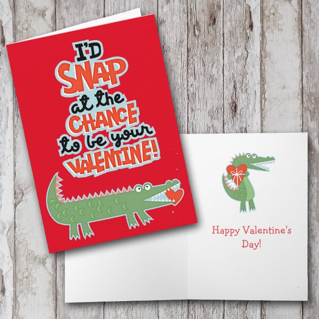Cartes Pour Fêtes Annuelles Alligator vif mignon Valentine (Créateur téléchargé)