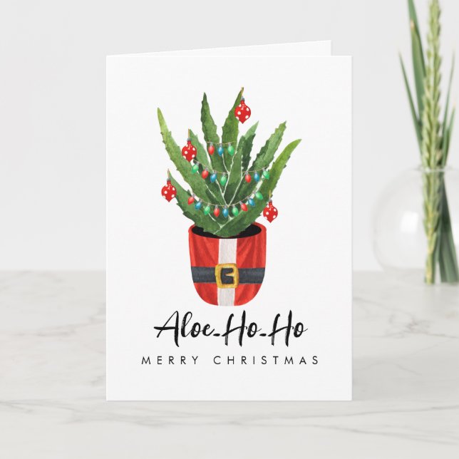 Cartes Pour Fêtes Annuelles Aloe Ho Ho Joyeux Noël Plante d'intérieur Vacances (Devant)