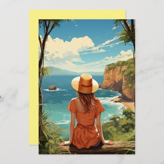 Cartes Pour Fêtes Annuelles Aloha Breeze, salutations de l'île tropicale (Devant / Derrière)