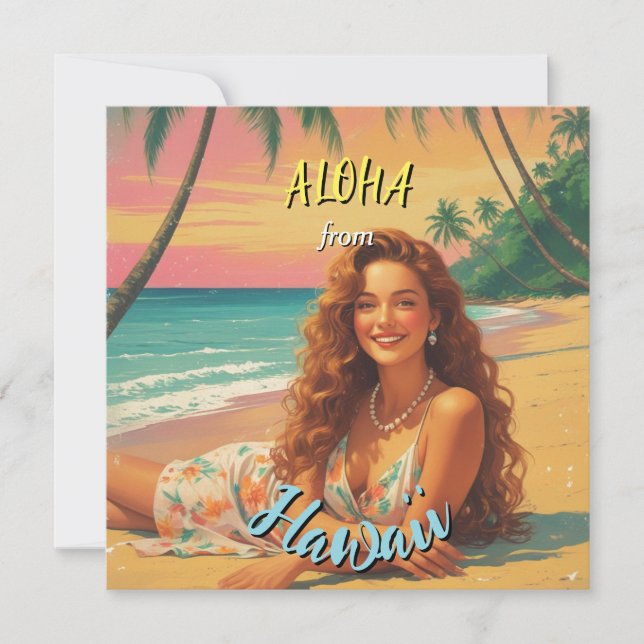 Cartes Pour Fêtes Annuelles Aloha Hawaiian Travel Style vintage de Hawaii (Devant)
