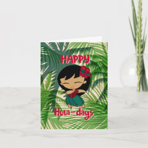 Cartes Pour Fêtes Annuelles Aloha Honeys Noël Vacances Hula Fille Palmiers