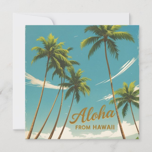 Cartes Pour Fêtes Annuelles Aloha Voyage Hawaïen De Style vintage De Hawaii (Devant)