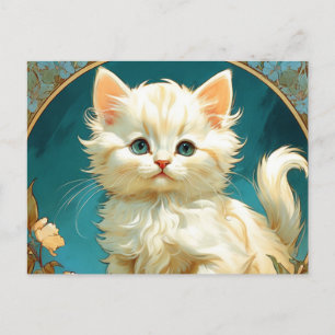 Cartes Pour Fêtes Annuelles Alphonse Mucha Art Nouveau Chat Blanc