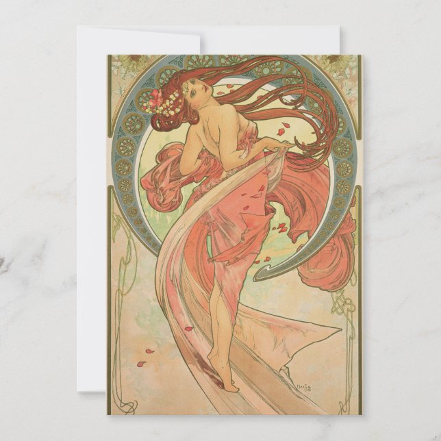 Cartes Pour Fêtes Annuelles Alphonse Mucha - danse (Devant)