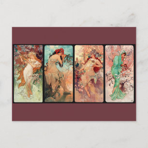 Cartes Pour Fêtes Annuelles Alphonse Mucha, Les Quatre Saisons (1896) 