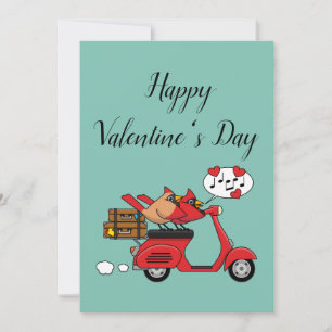 Cartes Pour Fêtes Annuelles Amants Cardinal Rouge sur Scooter