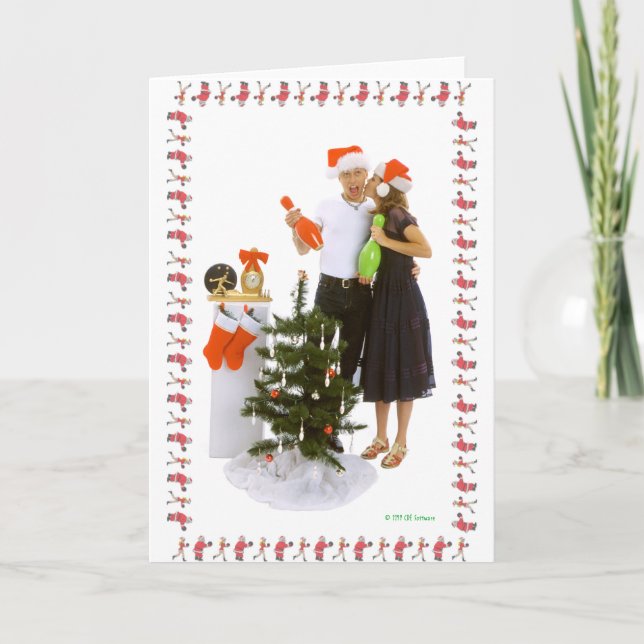 Cartes Pour Fêtes Annuelles Amants de bowling de Noël (Devant)