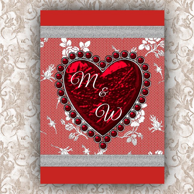 Cartes Pour Fêtes Annuelles Amants Monogram Valentine Heart (Créateur téléchargé)